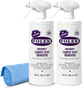 FOLEX Instant Carpet Spot Remover 32 oz – Powerful Stain Remover for Carpets, Upholstery & Rugs – Eliminates Pet Stains, Grease, Red Wine, Food, Makeup & More – With Reusable Cleaning Cloth - 2 Pack