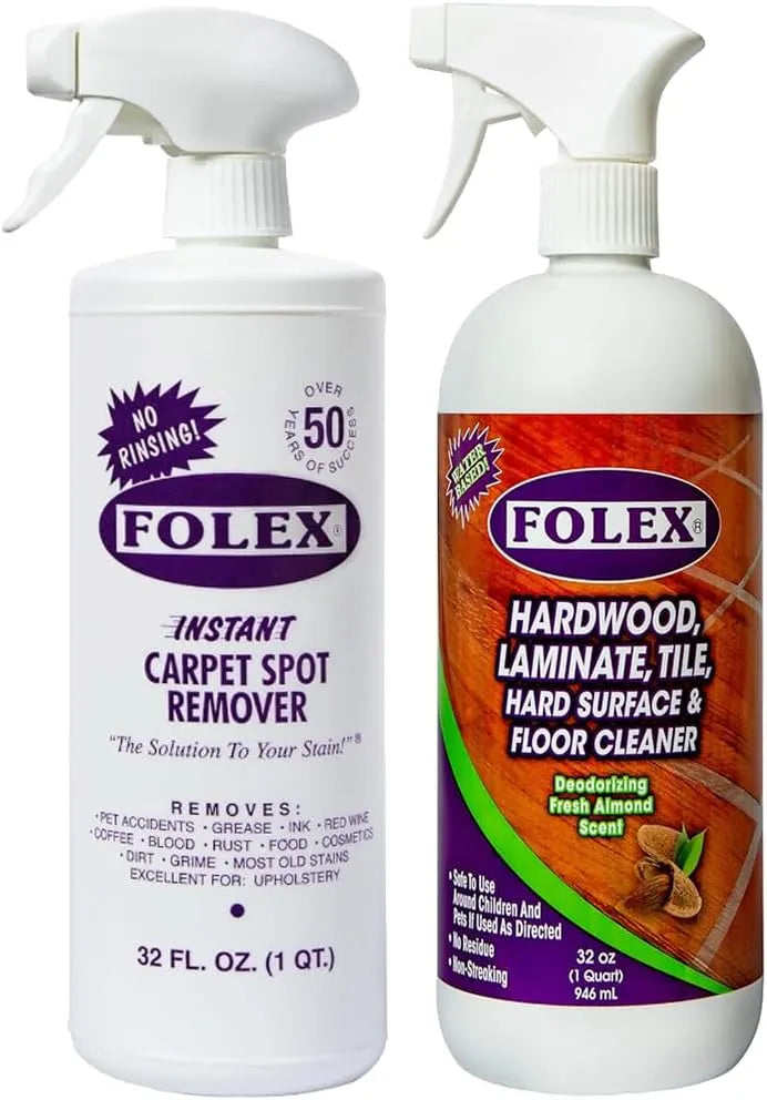 FOLEX Instant Carpet Spot Remover and Hardwood, Laminate, Tile & Floor Cleaner Bundle – Powerful Stain Remover for Carpet, Rugs, Upholstery, and Multi-Surface Floor Cleaning, 32 oz Each