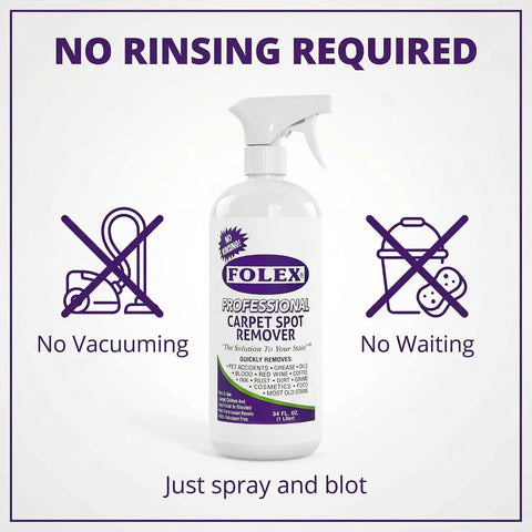 FOLEX - Professional Carpet Cleaner Spray 34 oz - Pet Stain Removal - Instant Stain Removal - No Rinsing Required - Safe for Pets - Works on All Fabrics