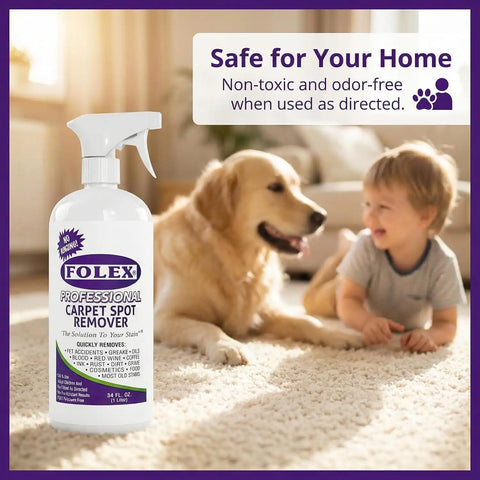 FOLEX - Professional Carpet Cleaner Spray 34 oz - Pet Stain Removal - Instant Stain Removal - No Rinsing Required - Safe for Pets - Works on All Fabrics