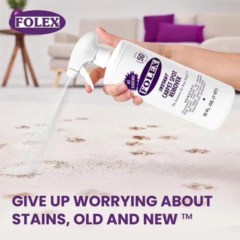 FOLEX Instant Carpet Spot Remover 32 oz – Powerful Stain Remover for Carpets, Upholstery & Rugs – Eliminates Pet Stains, Grease, Red Wine, Food, Makeup & More – With Reusable Cleaning Cloth - 3 Pack