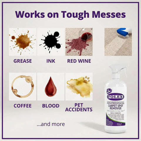 FOLEX - Professional Carpet Cleaner Spray 34 oz - Pet Stain Removal - Instant Stain Removal - No Rinsing Required - Safe for Pets - Works on All Fabrics